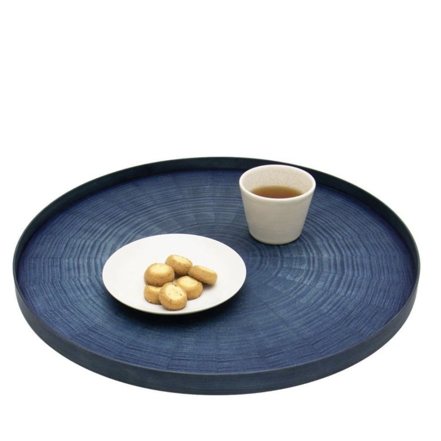 Kitchen & Dining Japan Best | Large Round Rays Tray "Indigo Dyed"