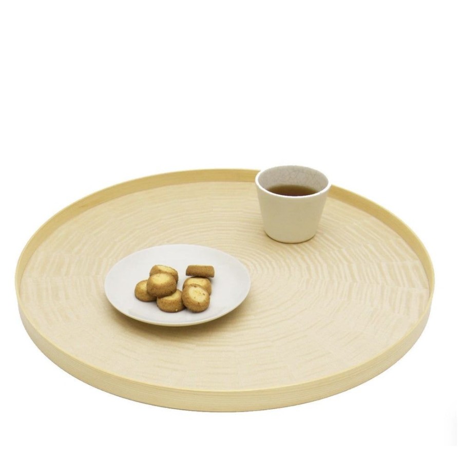 Kitchen & Dining Japan Best | Large Round Rays Tray "White Sycamore"