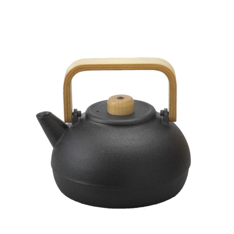 Kitchen & Dining Japan Best | Pre-Order: Cast Iron Round Tea Kettle With Wooden Handle