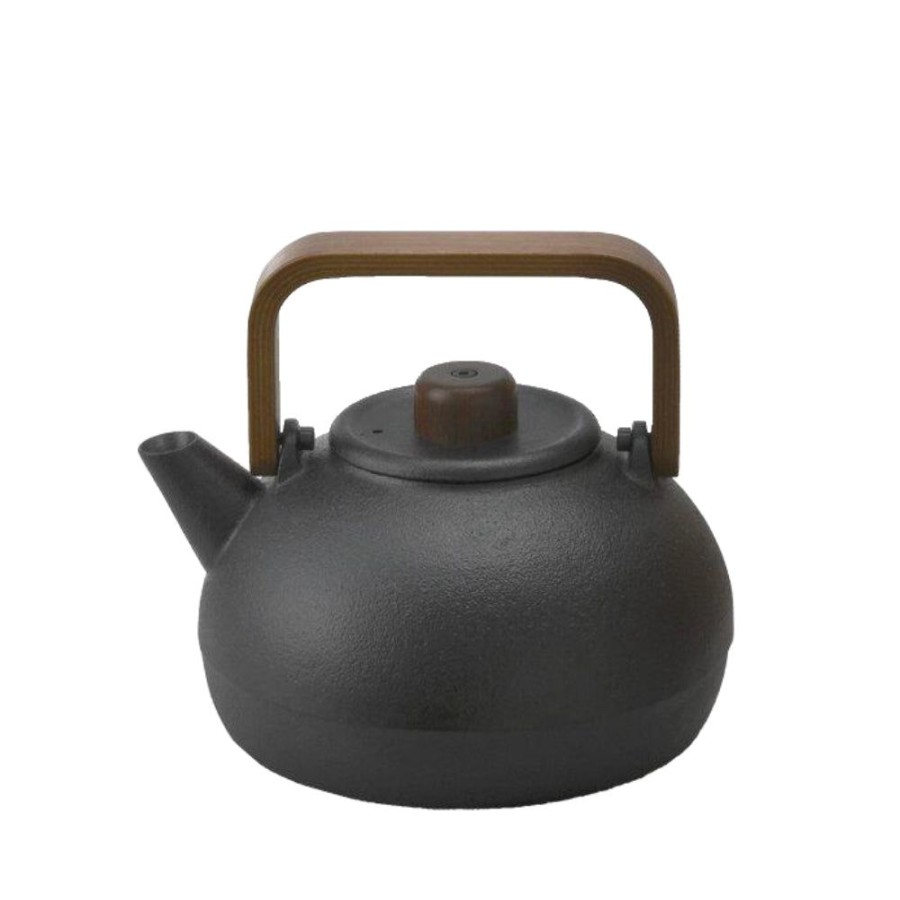 Kitchen & Dining Japan Best | Pre-Order: Cast Iron Round Tea Kettle With Wooden Handle